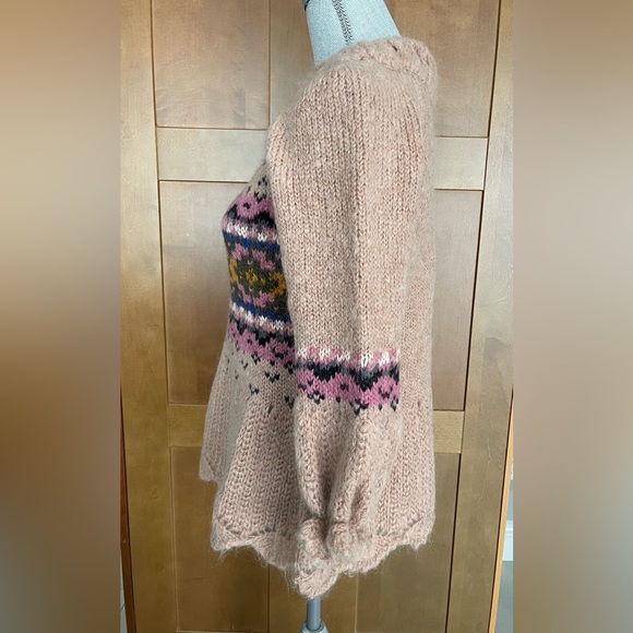 MOSCHINO Cheap & Chic Pink Mohair Blend Patterned Knit Sweater EUC Size 10 US - Picture 2 of 15